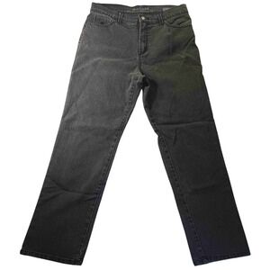Gloria Vanderbilt Amanda Straight Jeans 12 Black Denim Mid Rise Embellished READ